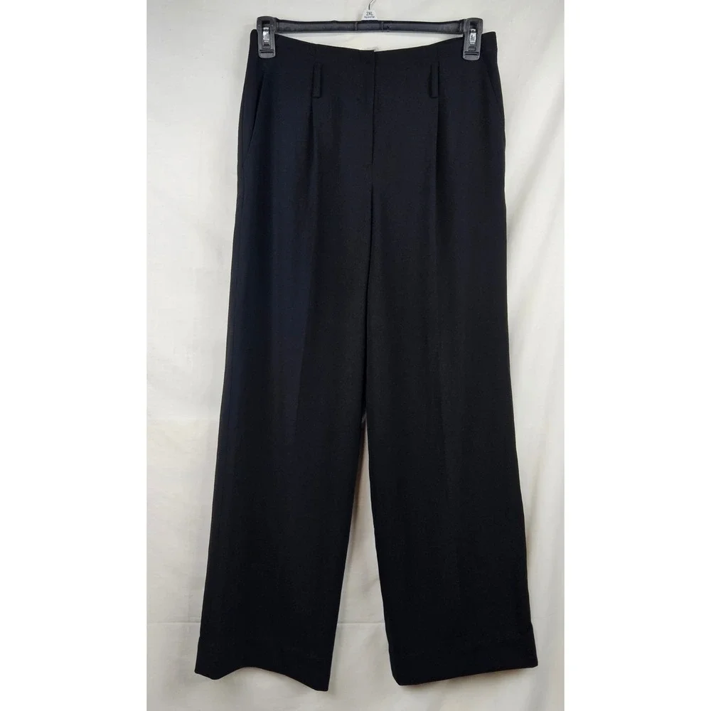 Jones New York Womens‎ Black Wide Leg Ribbed Trousers Size 10 Preppy Career